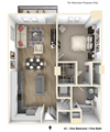 Ventura Pointe Apartments in Pembroke Pines 1 bedroom 1 bathroom floor plan